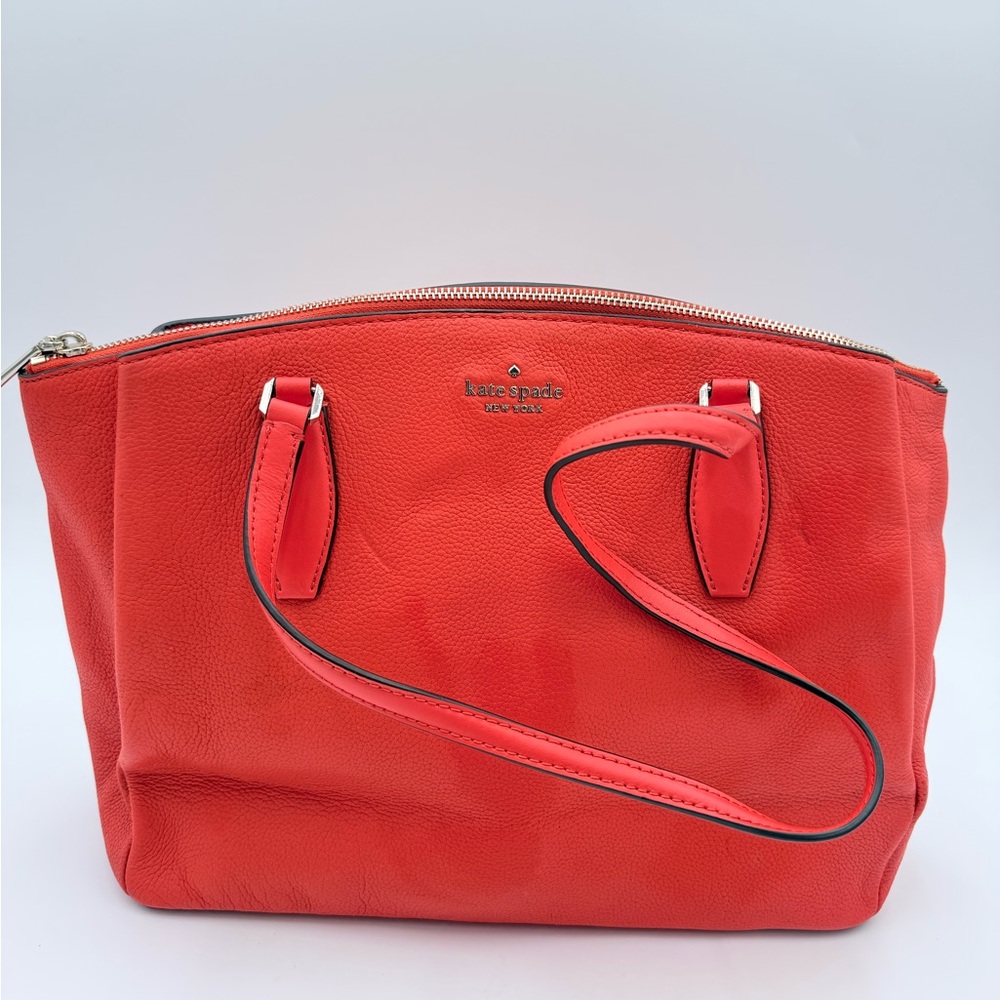 Kate Spade Monet Large Triple Comp Tote Purse Bag Orange Tamarillo WKRU6948